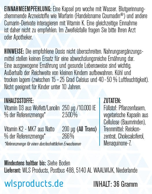 Vitamin D3+K2 MK7 10.000 IE hochdosiert, 100 Kapseln