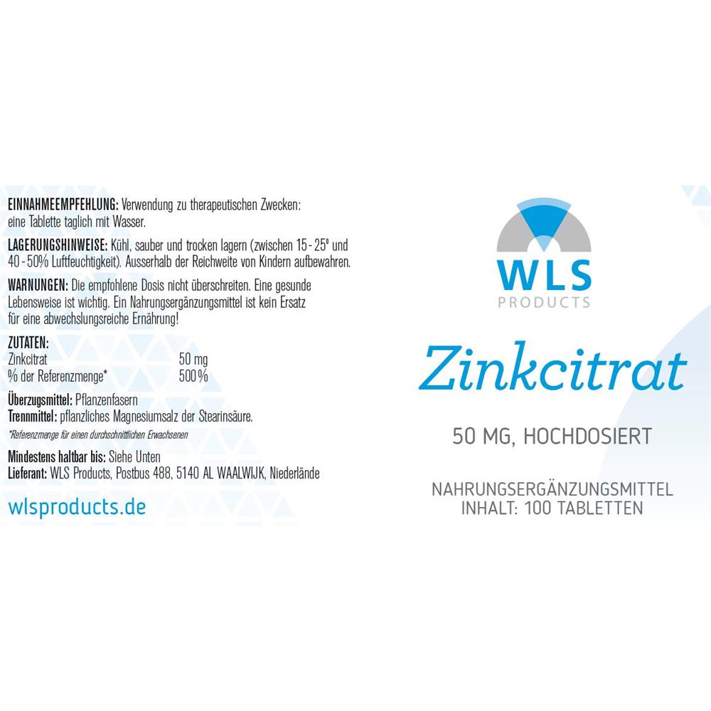 Zinkcitrat 50 mg hochdosiert, 100 Lutschtabletten