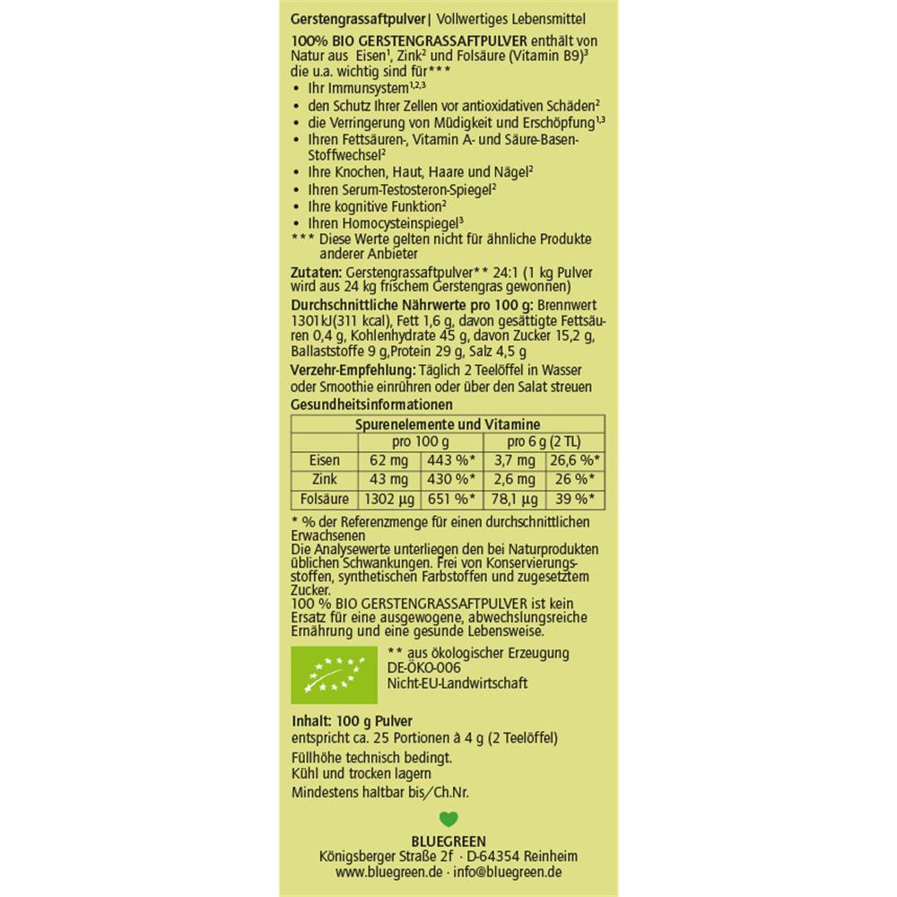 Gerstengrassaftpulver Bio
