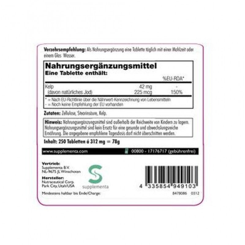 Kelp 225 mcg Jod, 250 Lutschtabletten