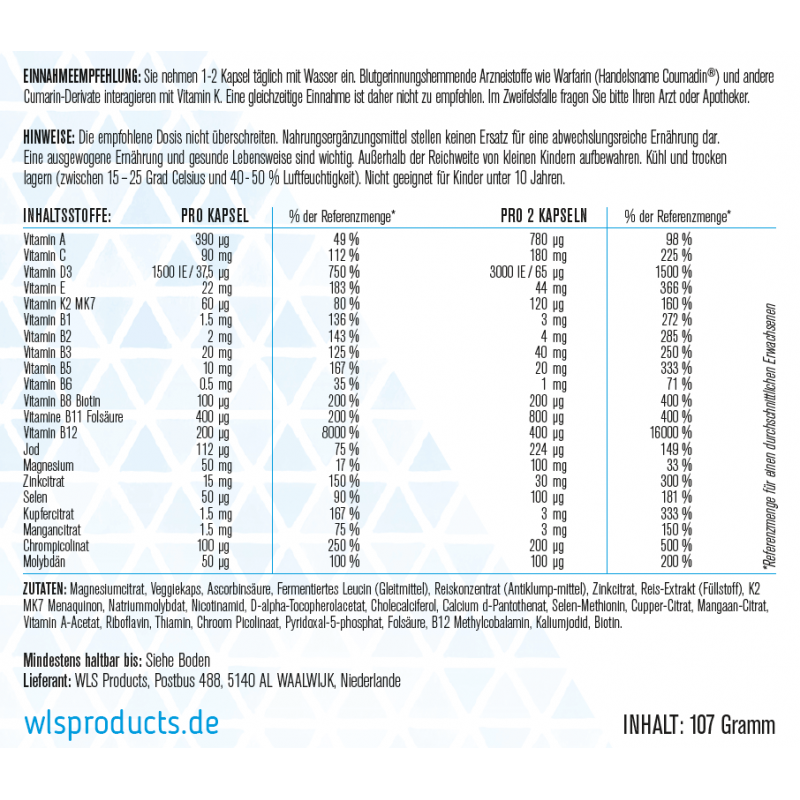 Multivitamin Pure hochdosiert, 120 Kapseln