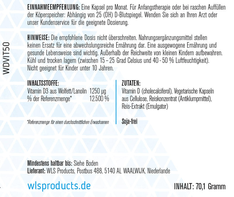 Vitamin D3 50000 IE, 100 Kapseln