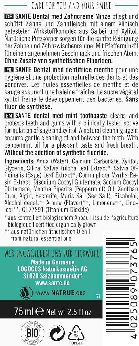 Zahncreme Sante Minze, 75 ml