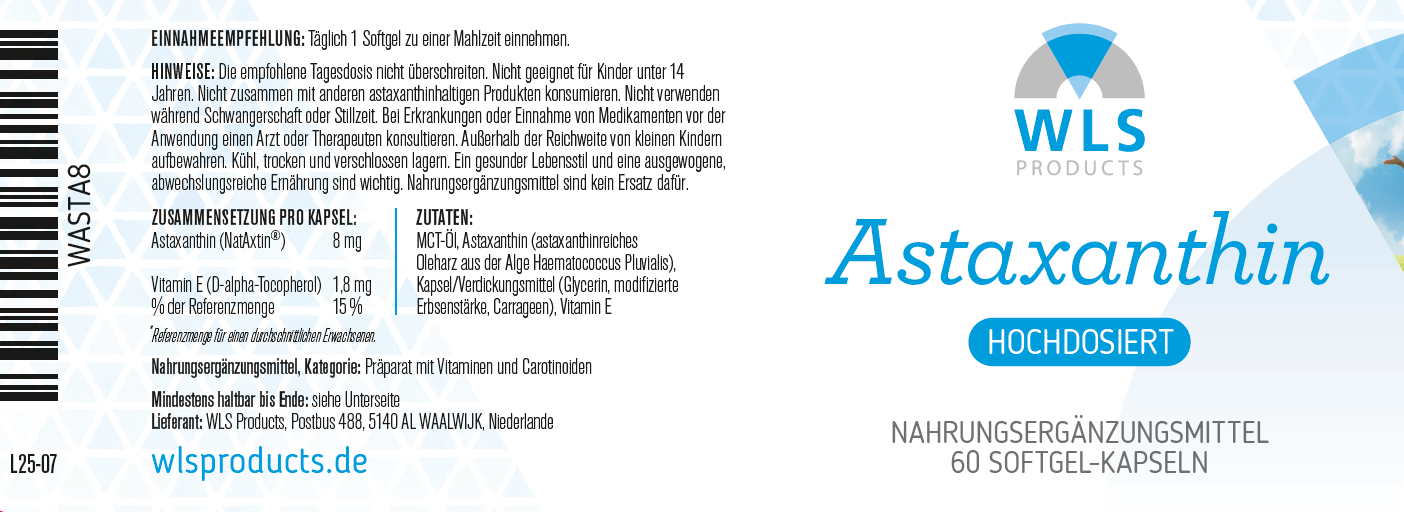 Astaxanthin hochdosiert 8mg, 60 Softgel-Kapsel